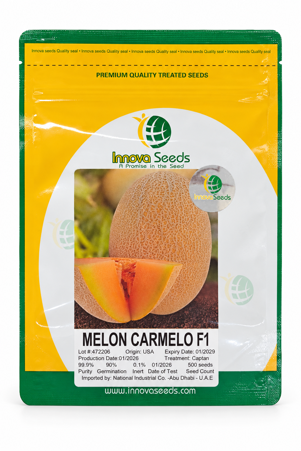 بذور شمام كارميلو F1 – 500 بذرة | Carmelo F1 Melon Seeds – 500 Seeds
