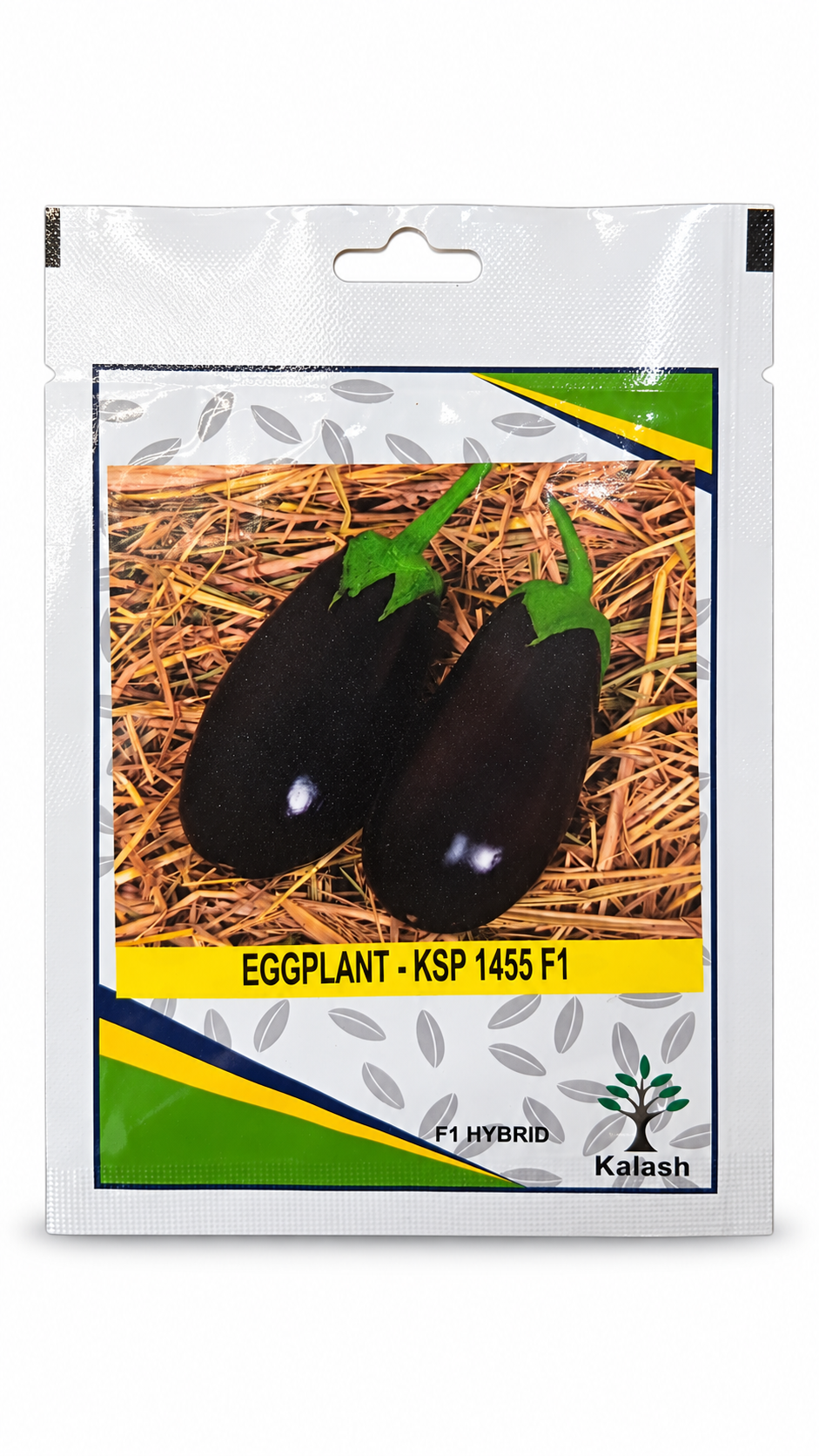 بذور باذنجان كالاش KSP 1455 F1 | Kalash Eggplant KSP 1455 F1 Seeds on a white background