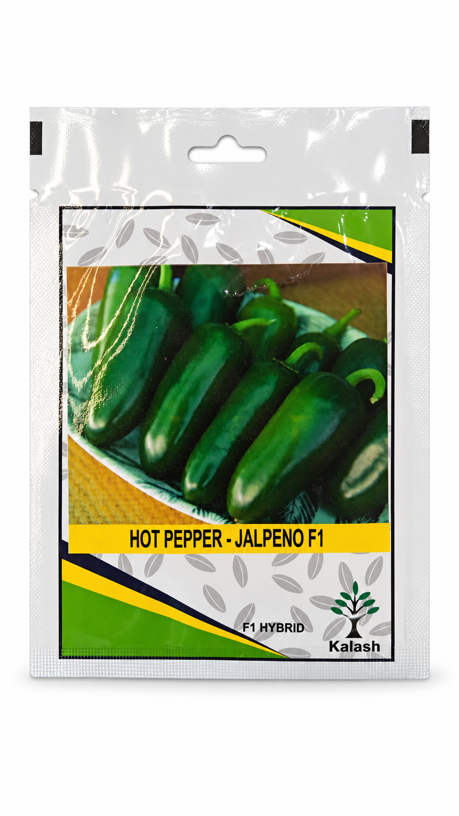 بذور فلفل هالبينو كالاش | Kalash Hot Pepper Jalpeno F1 Seeds on a white background