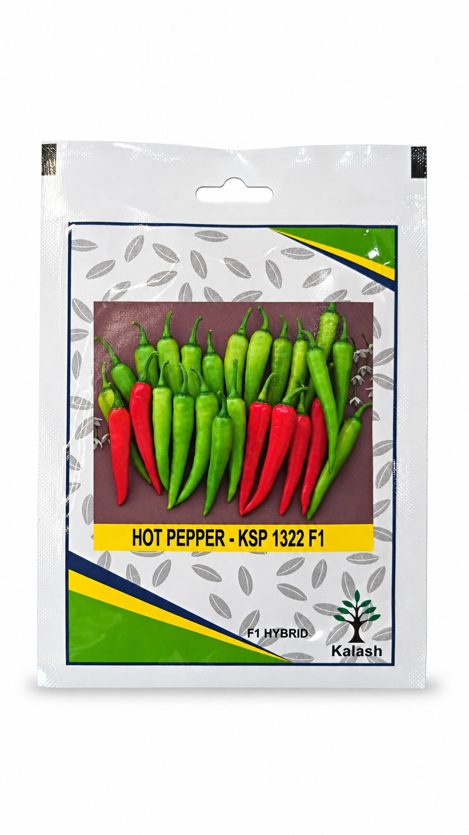 بذور فلفل حار كالاش KSP 1322 F1 | Kalash Hot Pepper KSP 1322 F1 Seeds on a white background
