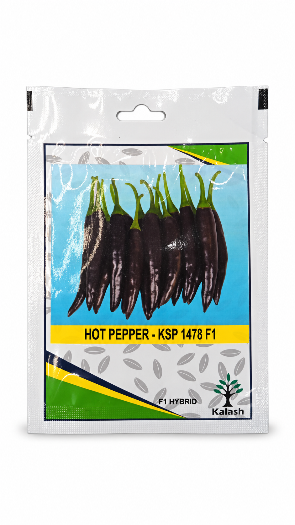 بذور فلفل حار كالاش KSP 1478 F1 | Kalash Hot Pepper KSP 1478 F1 Seeds on a white background