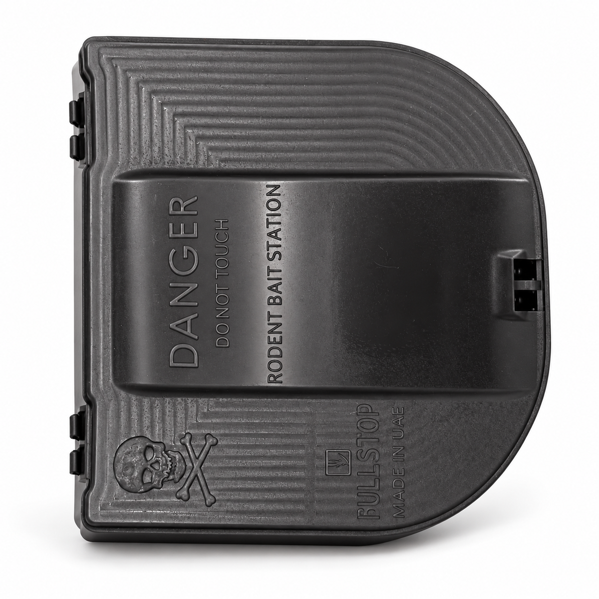 RBS Compact black rodent bait station on white background