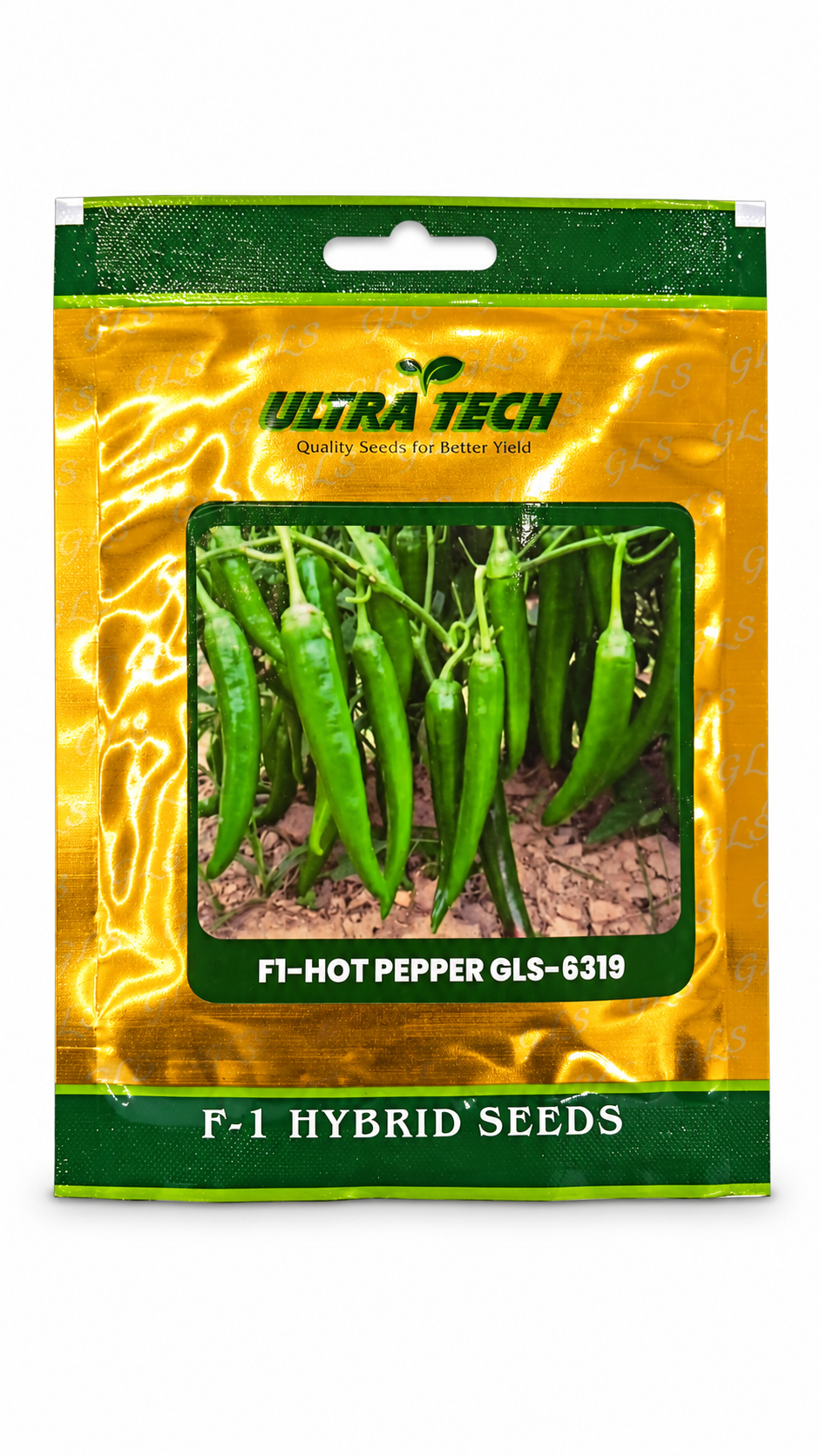 بذور فلفل حار Ultra Tech GLS 6319 F1 | Ultra Tech Hot Pepper GLS 6319 F1 Seeds on a white background